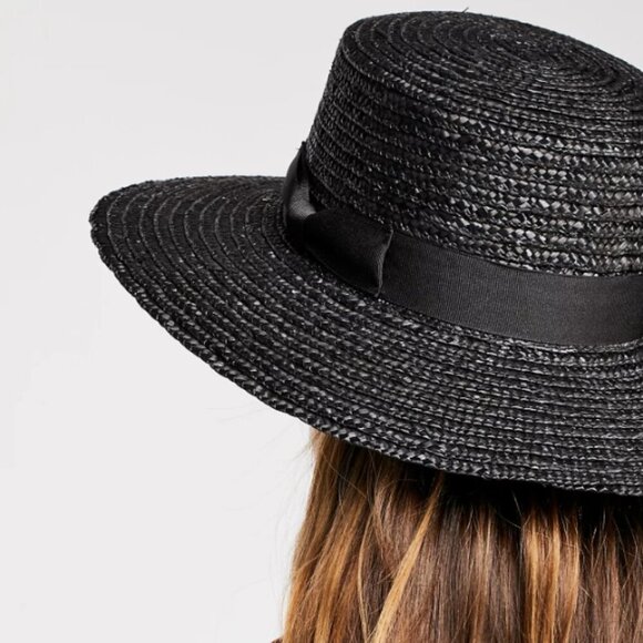 Lack of Color | NWT Spencer Boater Hat Straw Noir Black One Size Free People - Picture 7 of 7